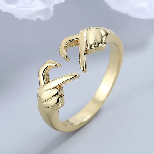 Silver/Gold Heart Hug Ring